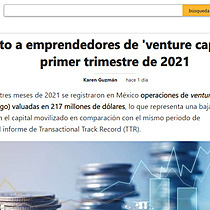 Financiamiento a emprendedores de 'venture capital' cae 29% en primer trimestre de 2021